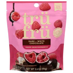Tru Fru Freeze Dried Raspberries in Dark & White Chocolate, 3.4 oz