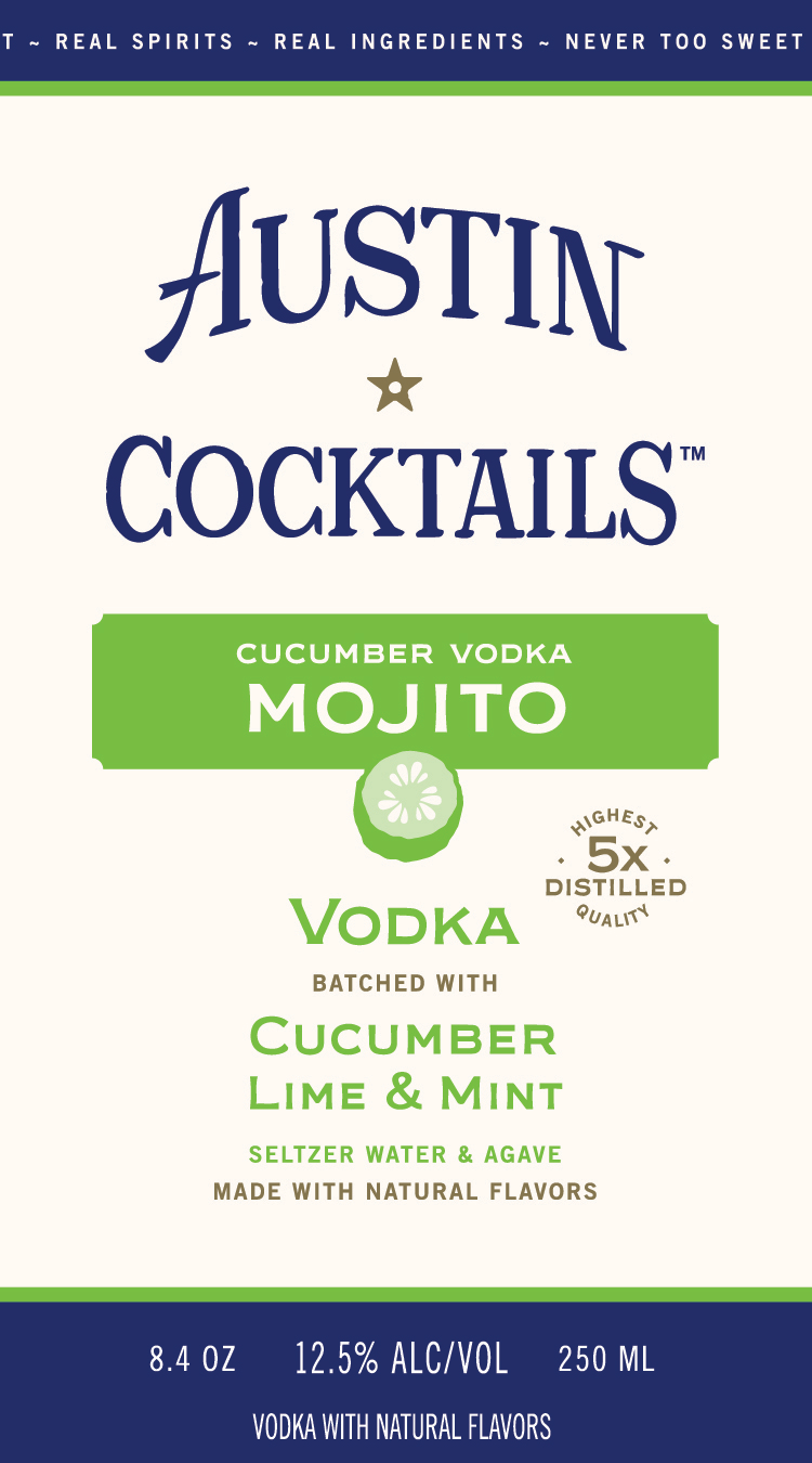 slide 5 of 10, Austin Cocktails Cucumber Vodka Sparkling Mojito Canned Cocktail, 250 mL Can, 12.5% ABV, 1 ct