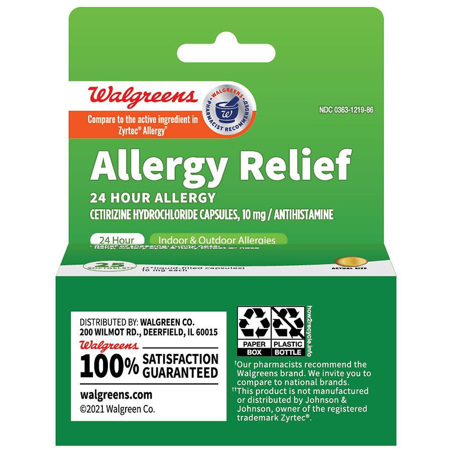 slide 1 of 5, Walgreens Wal-Zyr Allergy Softgels, 25 ct