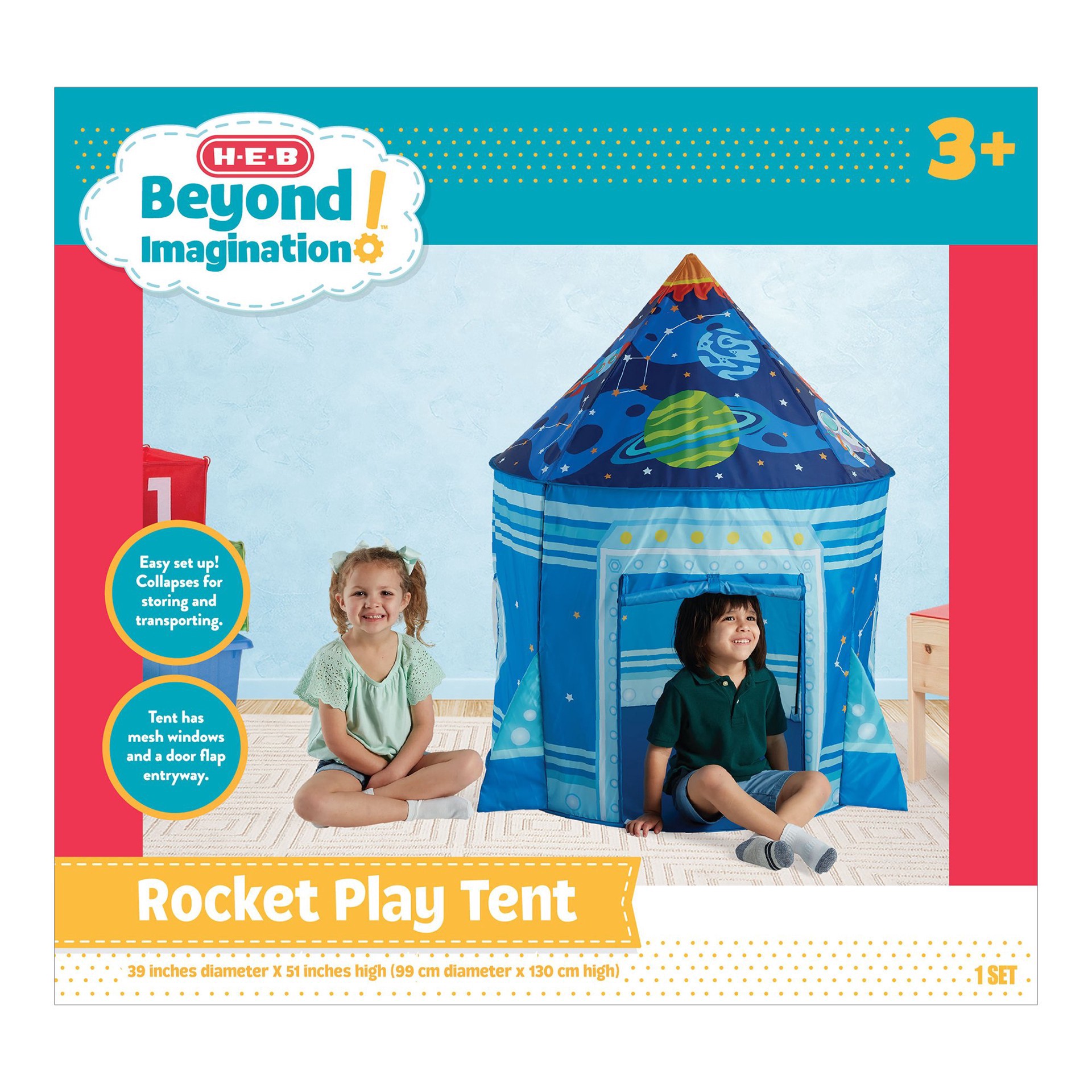 slide 1 of 1, H-E-B Beyond Imagination! Rocket Play Tent - Blue, 39 ft x 51 ft