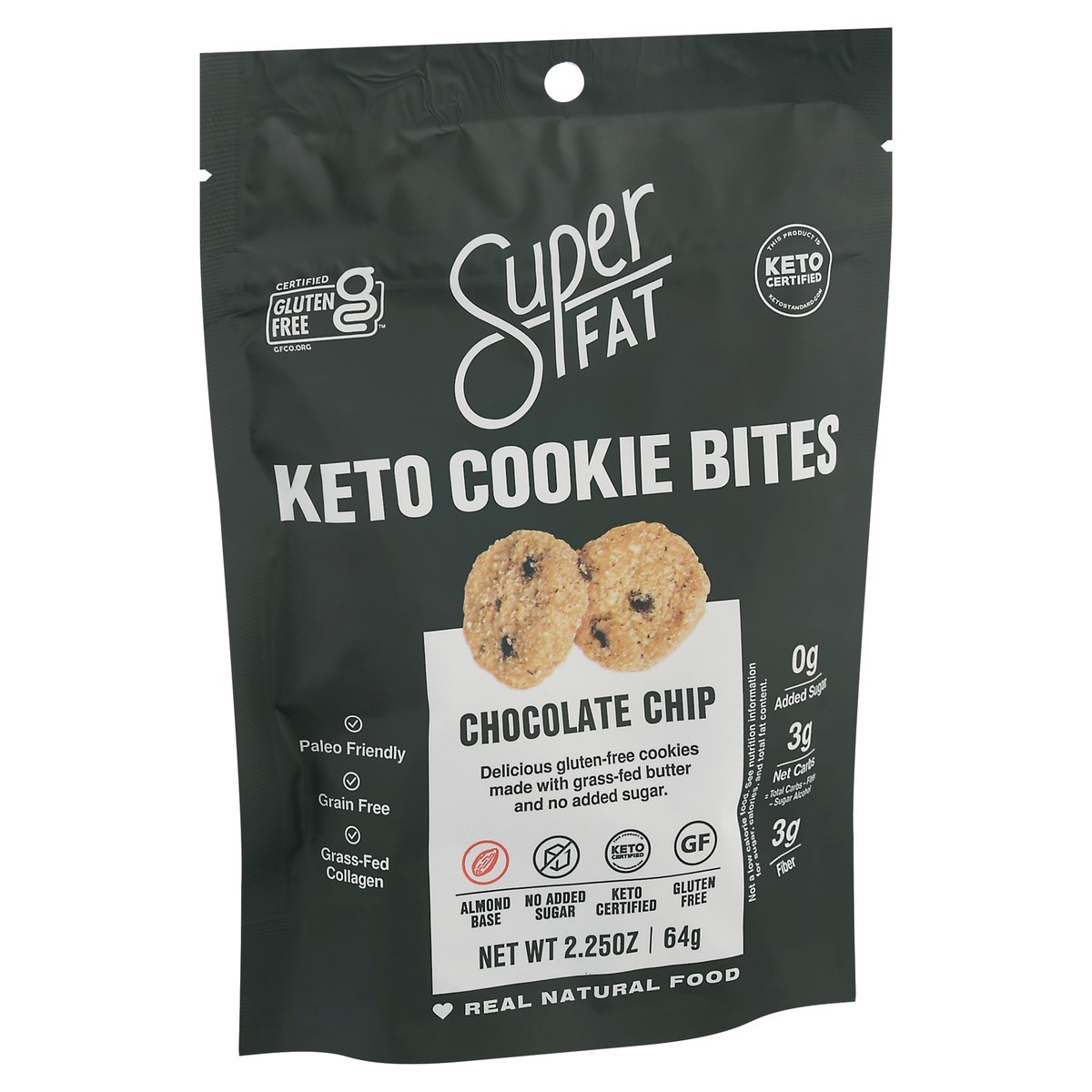 slide 3 of 12, SuperFat Chocolate Chip Keto Cookie Bites 2.25 oz Pouch, 2.25 oz