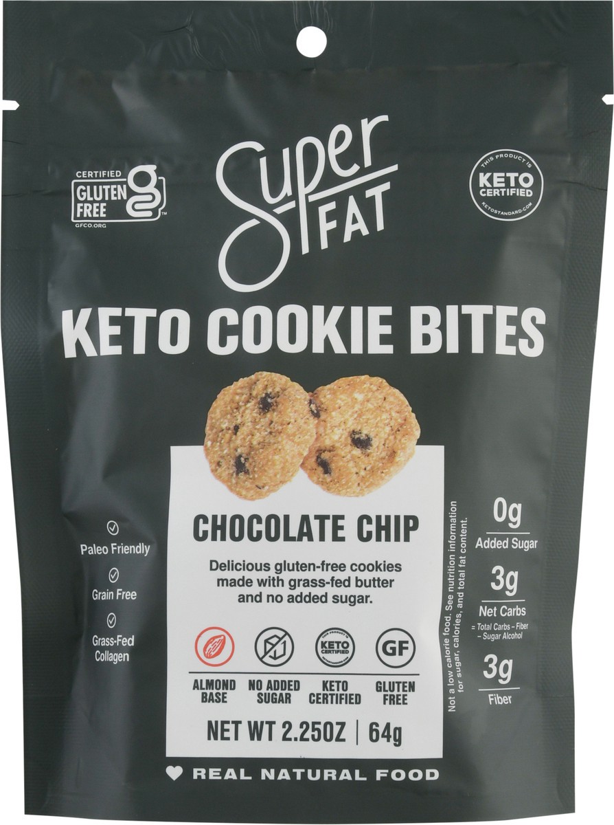 slide 9 of 12, SuperFat Chocolate Chip Keto Cookie Bites 2.25 oz Pouch, 2.25 oz