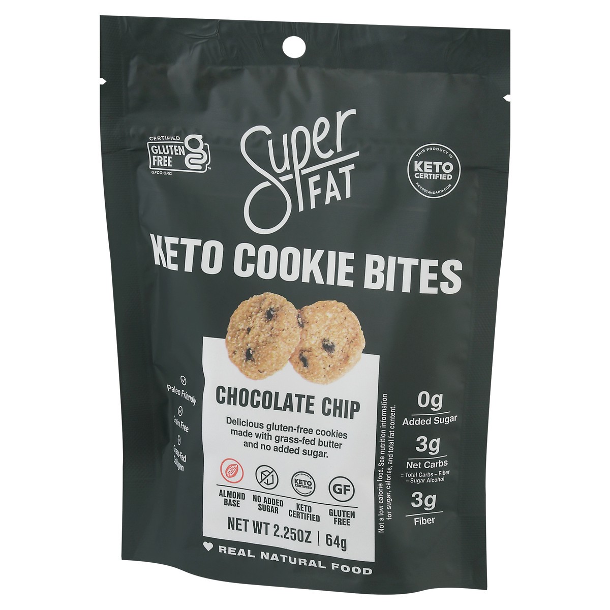 slide 4 of 12, SuperFat Chocolate Chip Keto Cookie Bites 2.25 oz Pouch, 2.25 oz