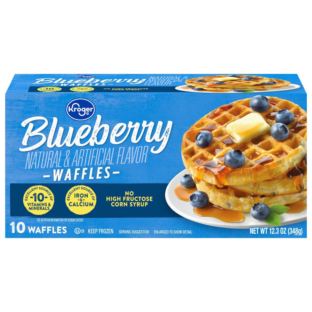 slide 3 of 4, Kroger Blueberry Waffles, 10 ct; 1.23 oz