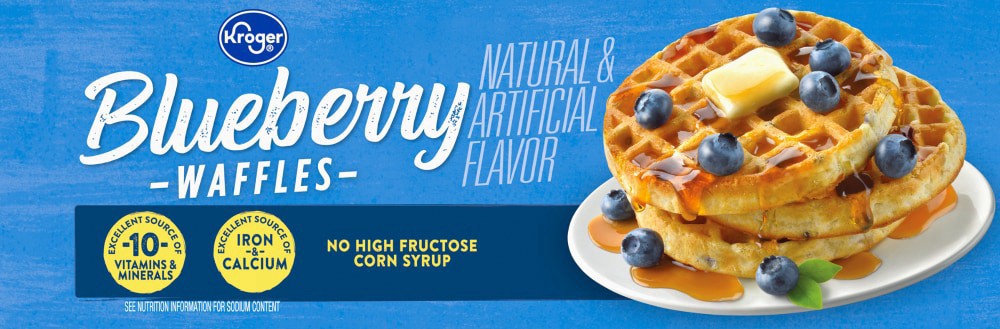 slide 2 of 4, Kroger Blueberry Waffles, 10 ct; 1.23 oz