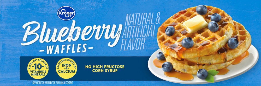 slide 4 of 4, Kroger Blueberry Waffles, 10 ct; 1.23 oz