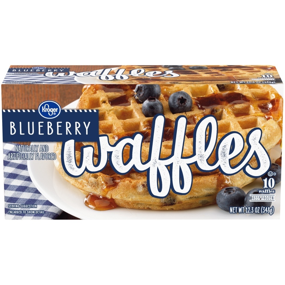 slide 1 of 1, Kroger Blueberry Waffles, 10 ct; 1.23 oz