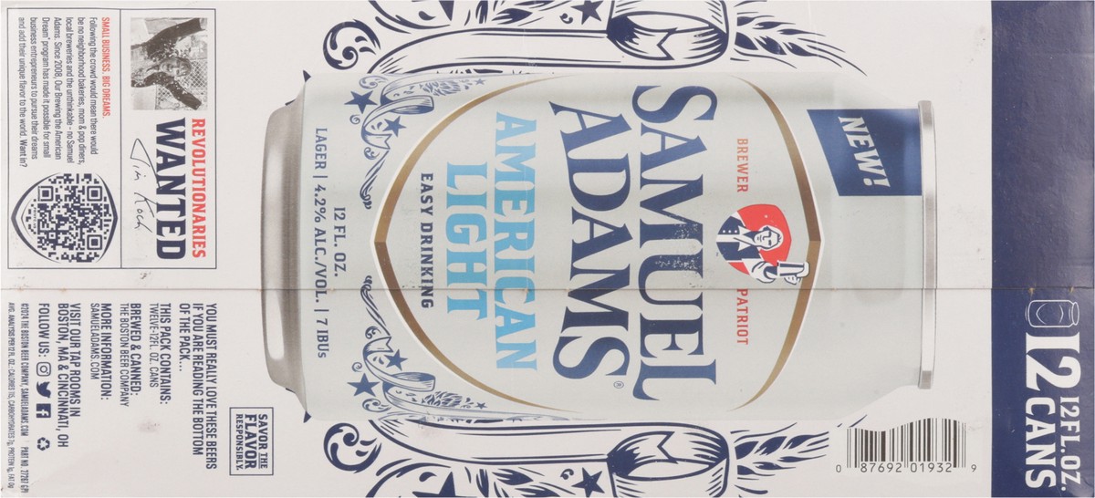 slide 10 of 13, Samuel Adams Lager American Light Beer 12 - 12 fl oz Cans, 12 ct; 12 oz