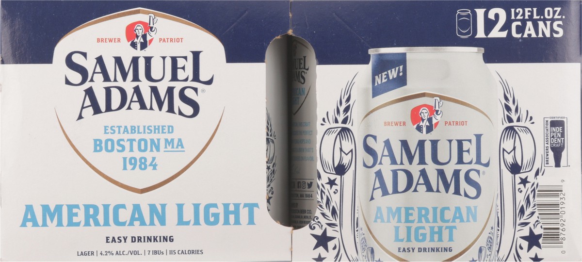 slide 6 of 13, Samuel Adams Lager American Light Beer 12 - 12 fl oz Cans, 12 ct; 12 oz