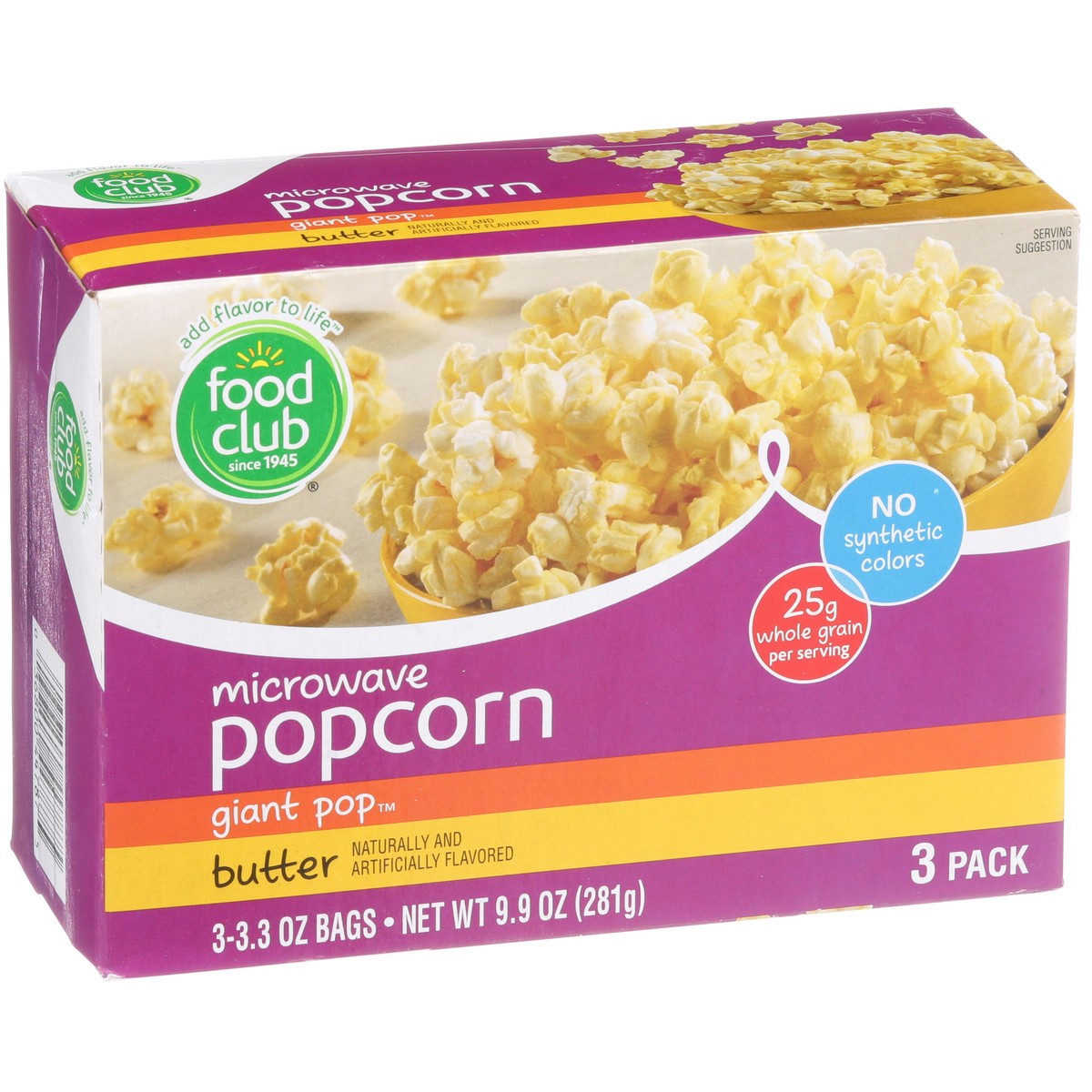 slide 2 of 9, Food Club Giant Pop, Butter Microwave Popcorn, 9.9 oz