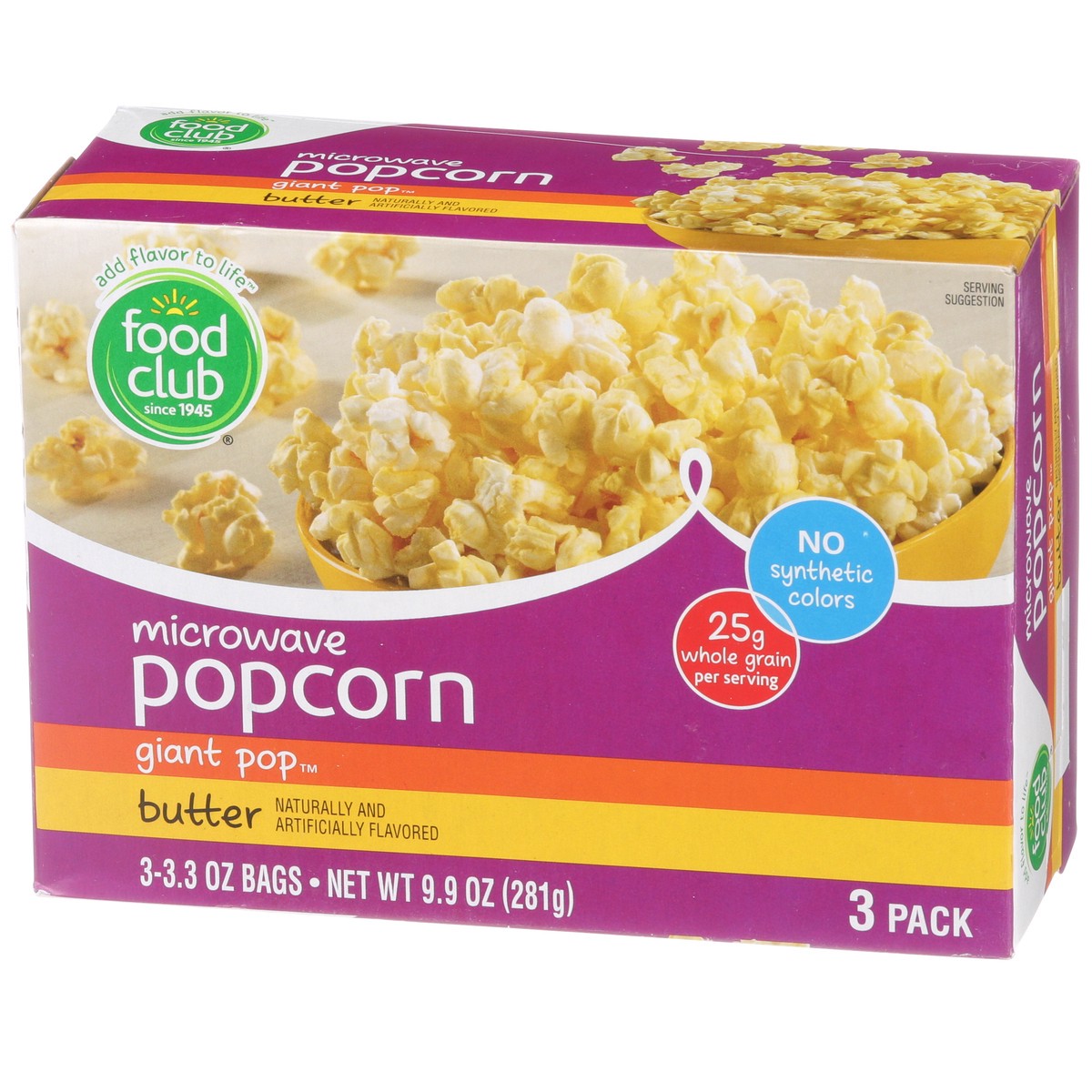 slide 3 of 9, Food Club Giant Pop, Butter Microwave Popcorn, 9.9 oz