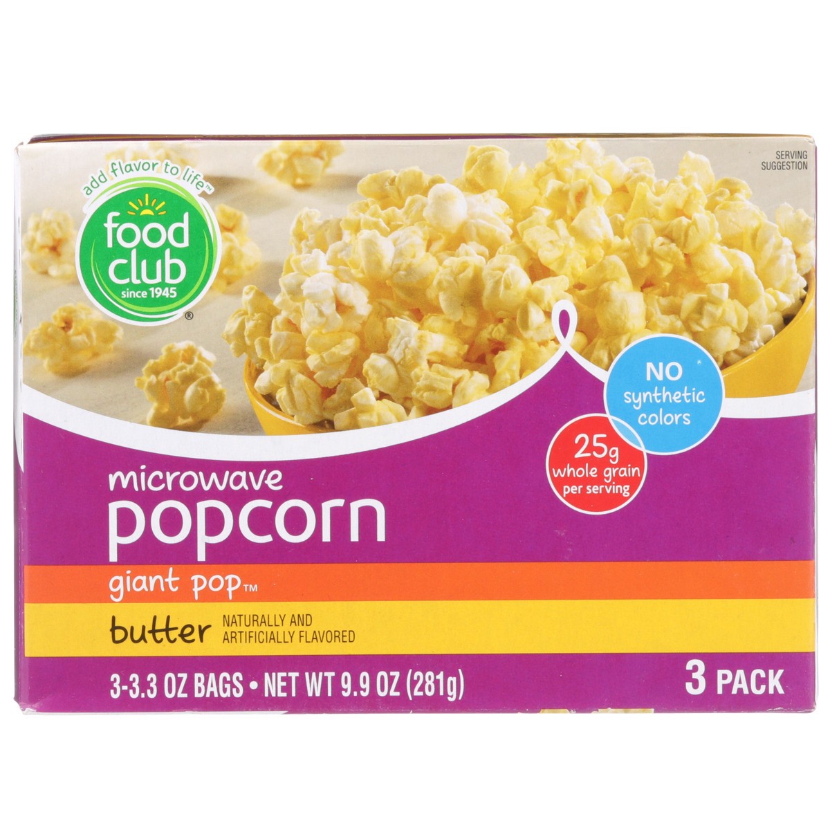 slide 8 of 9, Food Club Giant Pop, Butter Microwave Popcorn, 9.9 oz