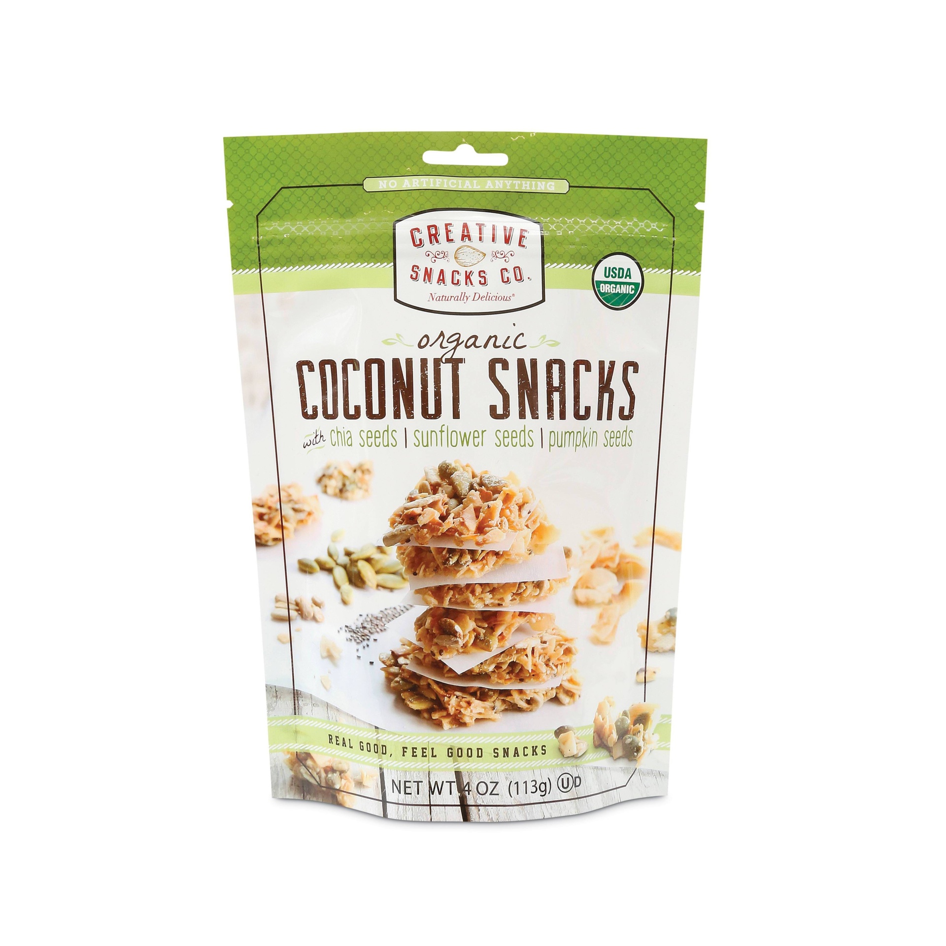 slide 1 of 2, Creative Snacks Organic Coconut Snacks, 4 oz