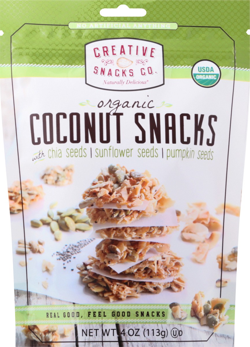 slide 1 of 9, Creative Snacks Organic Coconut Snacks 4 oz, 4 oz