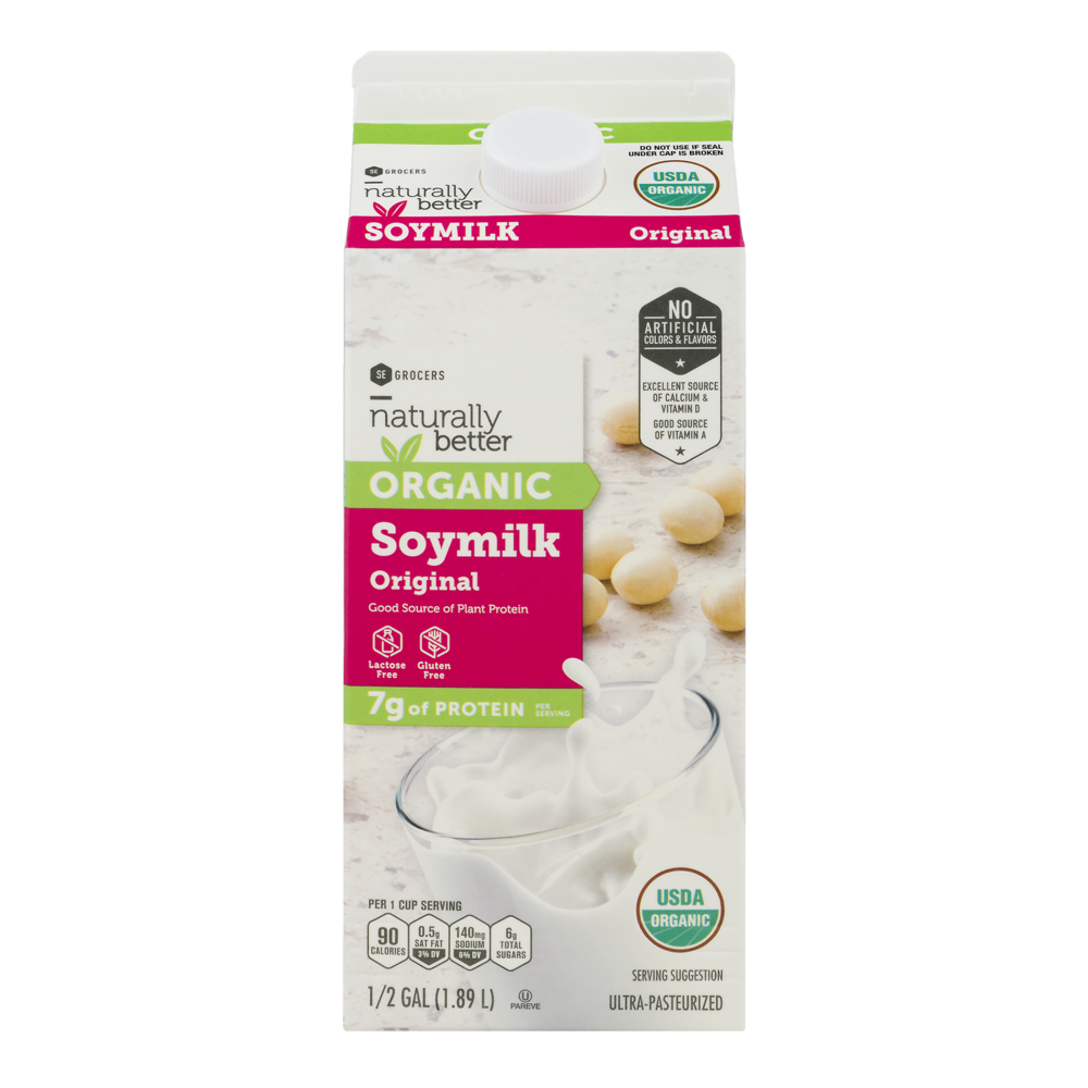 slide 1 of 1, SE Grocers Naturally Better Organic Soy Milk Original, 1/2 gal