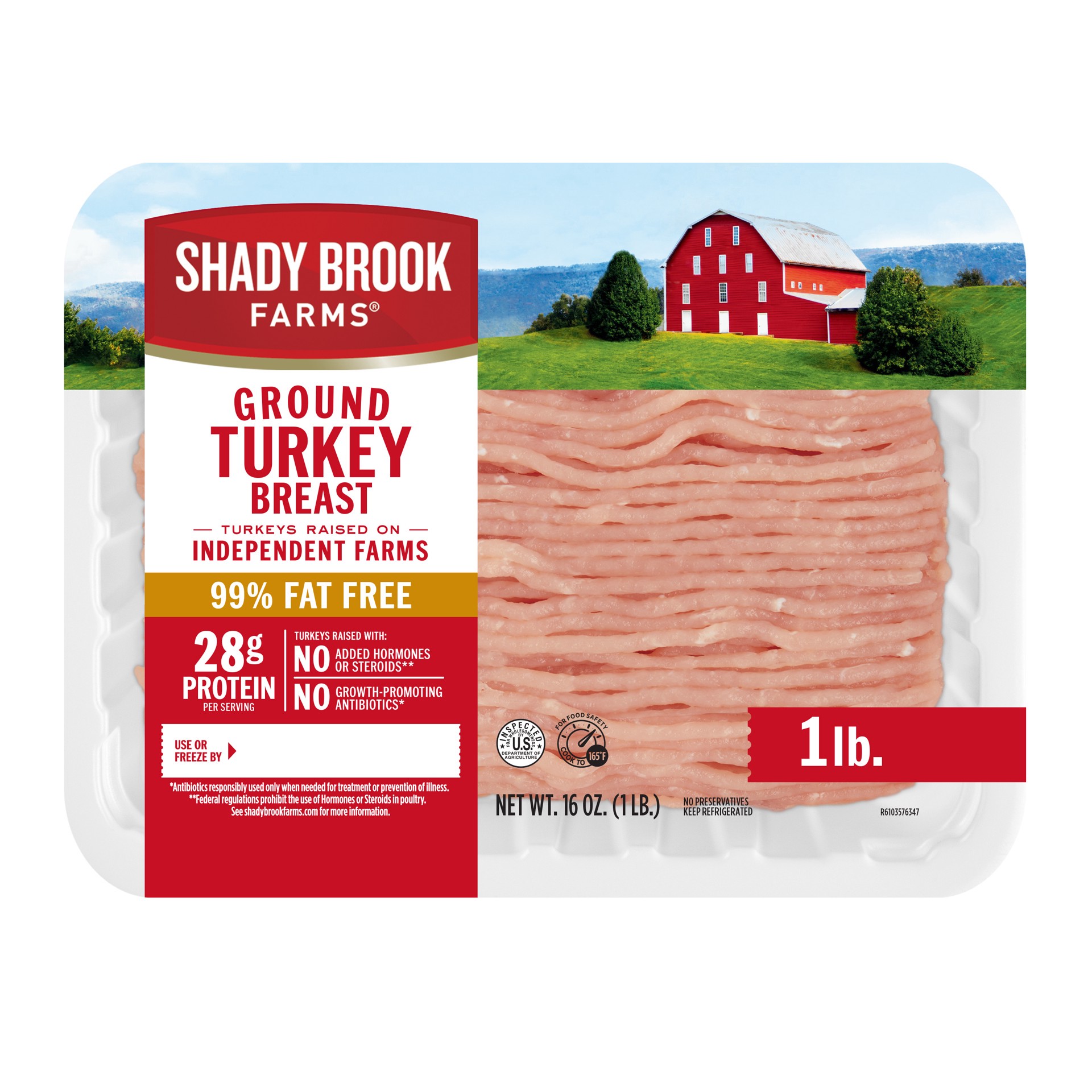 slide 1 of 9, Shady Brook Farms 99% Fat Free Ground Turkey Breast Tray, 16 oz