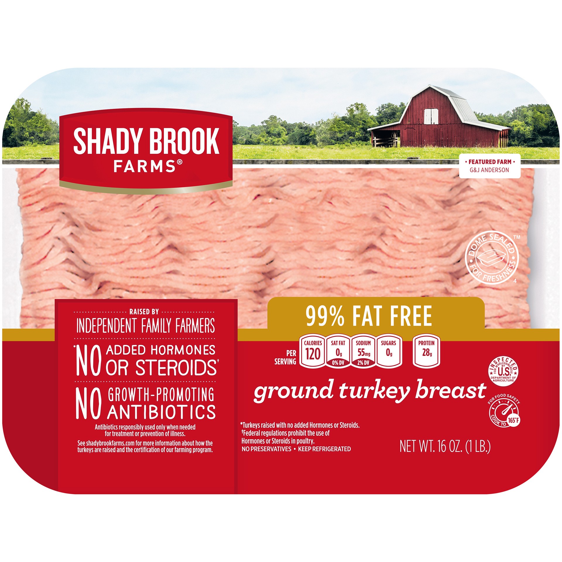slide 1 of 9, Shady Brook Farms 99% Fat Free Ground Turkey Breast Tray, 1 lb