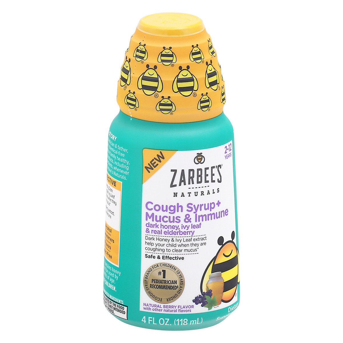 slide 2 of 9, Zarbee's Naturals Naturals 2-12 Years Natural Berry Flavor Cough Syrup + Mucus & Immune 4 fl oz Bottle, 4 fl oz