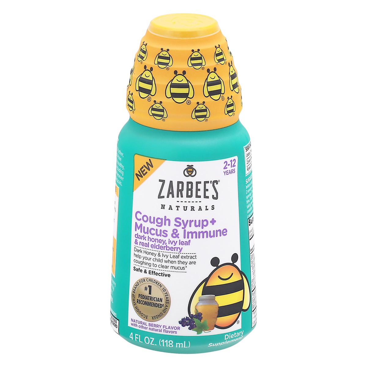 slide 1 of 9, Zarbee's Naturals Naturals 2-12 Years Natural Berry Flavor Cough Syrup + Mucus & Immune 4 fl oz Bottle, 4 fl oz