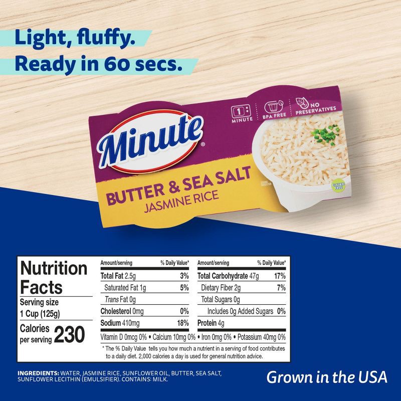 slide 7 of 8, Minute Rice Minute Butter & Sea Salt Jasmine Rice - 2pk / 8.8oz, 2 ct; 8.8 oz