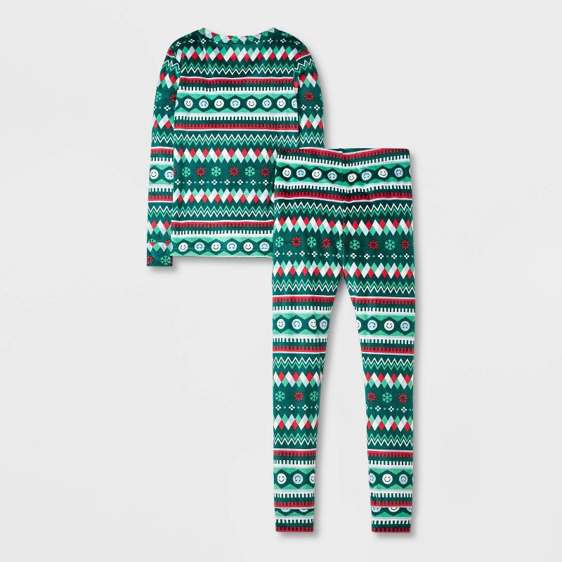 slide 2 of 3, Kids' 2pc Christmas 'Fairisle' Snuggly Soft Snug Fit Long Sleeve Pajama Set - Cat & Jack™ Green 12, 2 ct