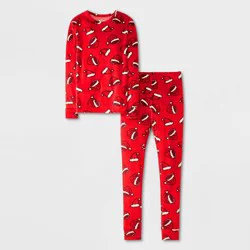 Kids' 2pc Christmas 'santa Hats' Snuggly Soft Snug Fit Long Sleeve Pajama Set - Cat & Jack™ Red 8