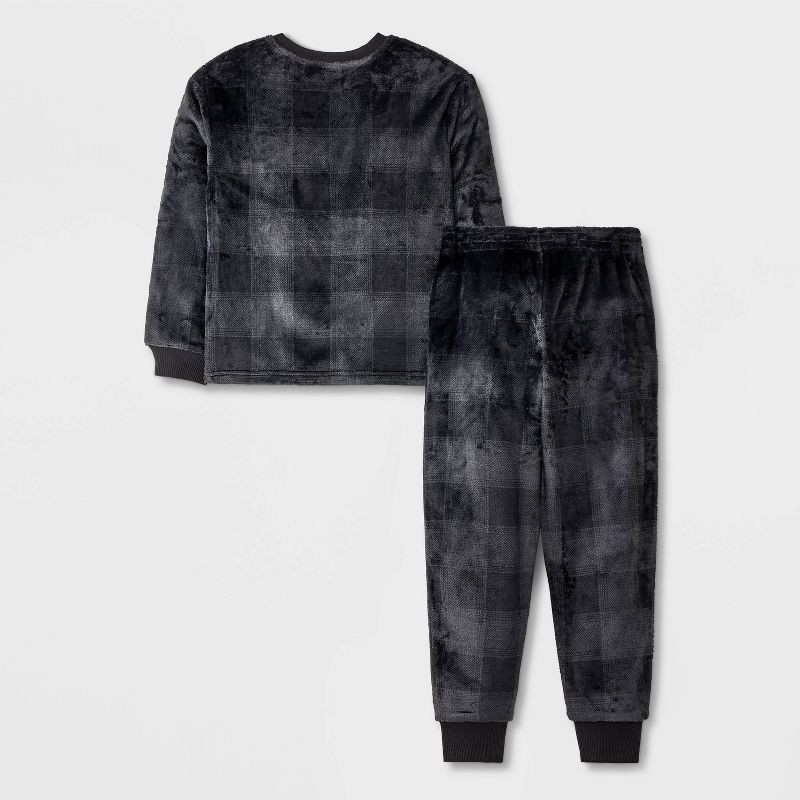 slide 2 of 4, Boys' 2pc 'Buffalo Check' Long Sleeve Cozy Pajama Set - Cat & Jack™ Gray S, 2 ct