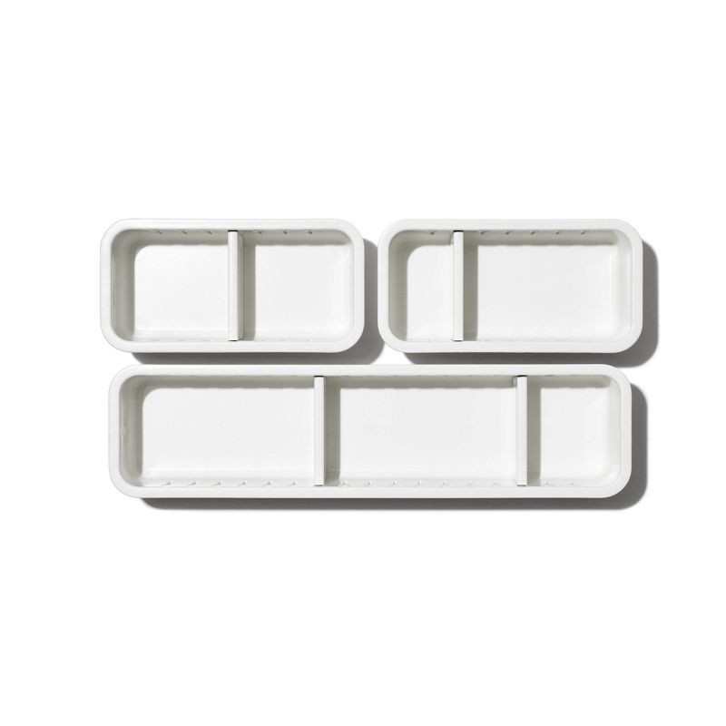 slide 2 of 7, OXO 3pc Slim Adjustable Drawer Bin Set, 3 ct