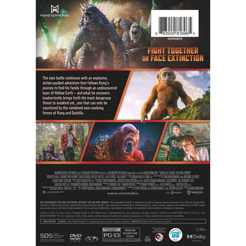 slide 3 of 5, Warner Home Video Godzilla x Kong: The New Empire (DVD), 1 ct