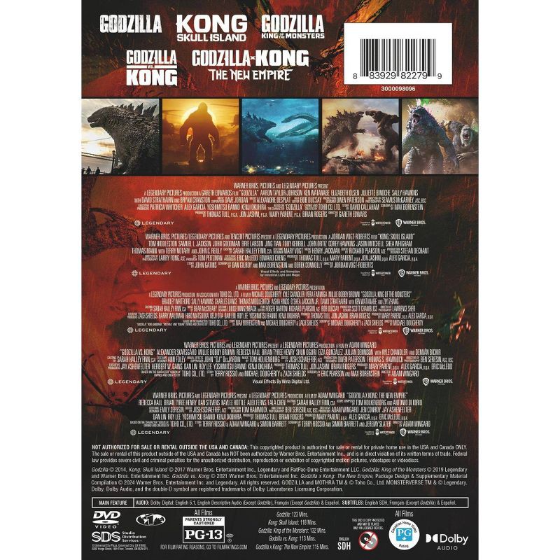 slide 3 of 5, Warner Home Video Godzilla x Kong Monsterverse 5 Film Collection (DVD), 1 ct