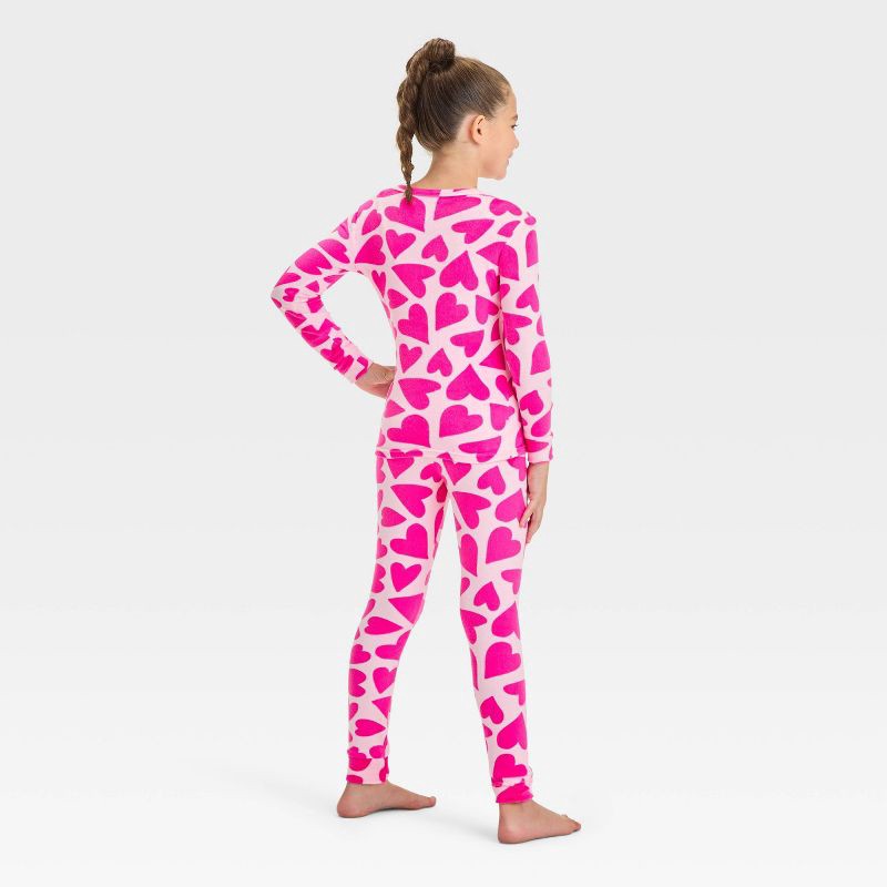 slide 2 of 4, Kids' 2pc 'Hearts' Snuggly Soft Snug Fit Pajama Set - Cat & Jack™ Pink 12, 2 ct