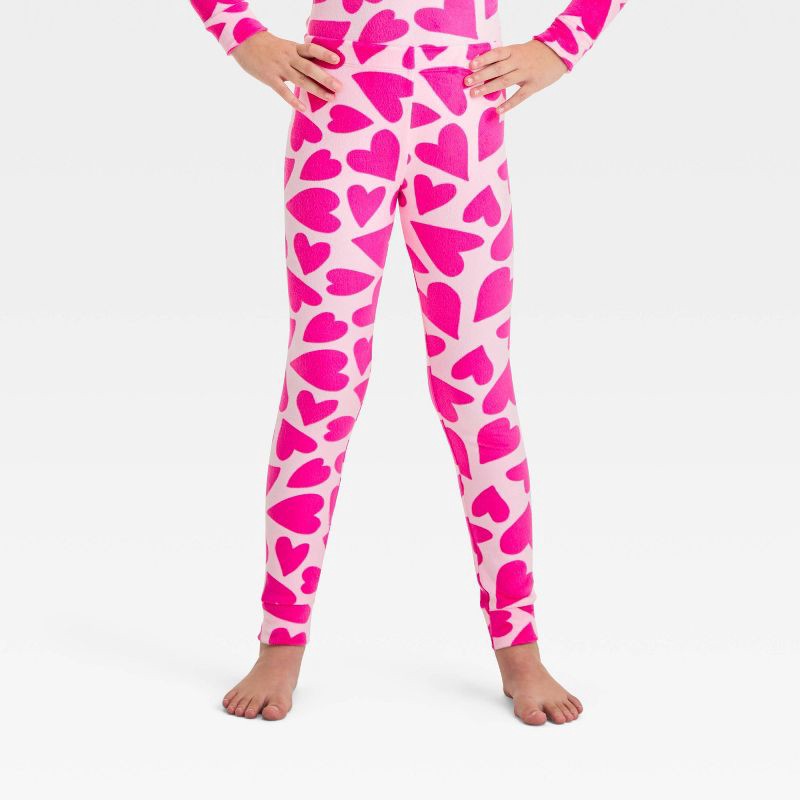 slide 4 of 4, Kids' 2pc 'Hearts' Snuggly Soft Snug Fit Pajama Set - Cat & Jack™ Pink 12, 2 ct