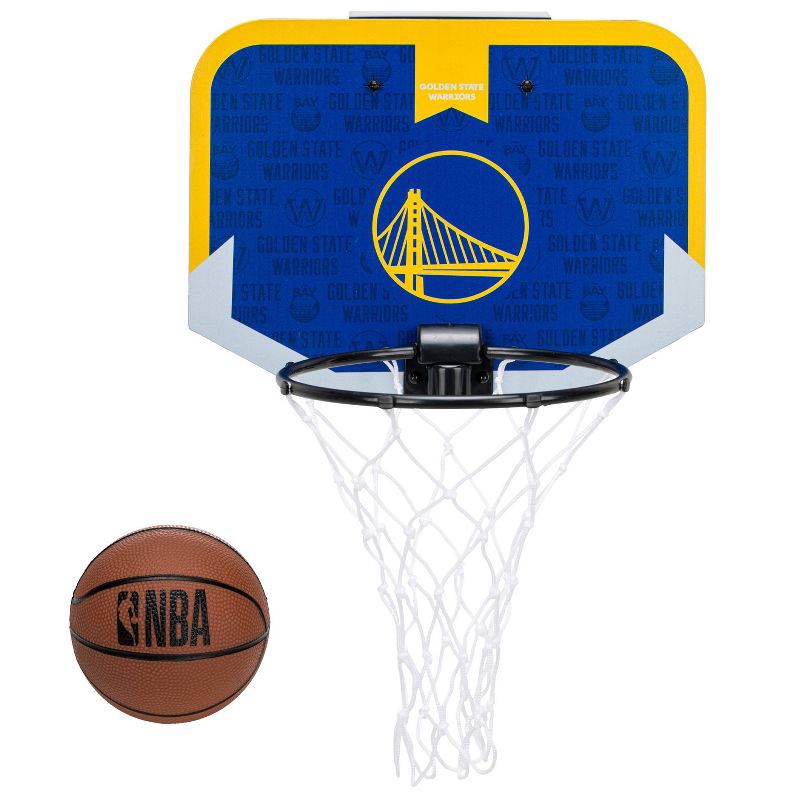slide 1 of 9, NBA Golden State Warriors Over The Door Hoop: Toy Basketball Set for Kids, 1 ct