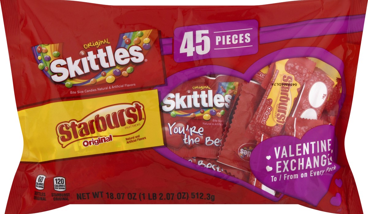 slide 10 of 10, Mixed SKITTLES & STARBURST Fun Size Assorted Valentine Candy, 18.07 oz Bag, 18.07 oz