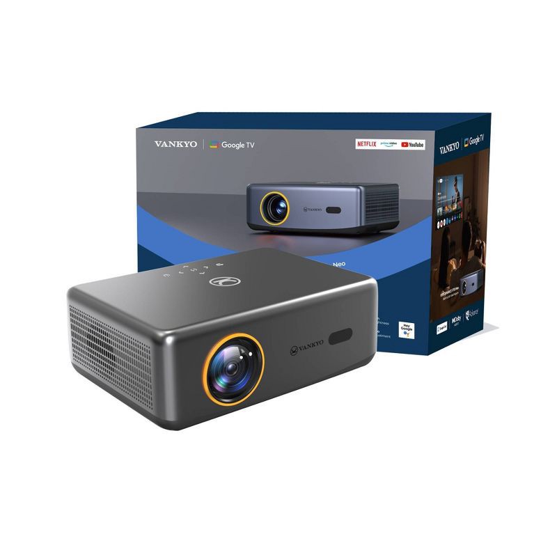 slide 1 of 12, Vankyo V700 Neo 1080P Projector with Google TV and Dolby Audio Full HD: HDMI, 20,000 Hr Bulb, 1 ct