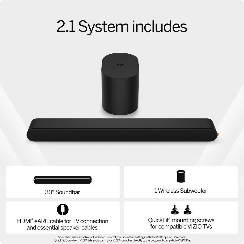 slide 3 of 19, VIZIO 2.1 Soundbar Wireless Subwoofer with Dolby Atmos and DTS:X - (SV210M-08), 1 ct