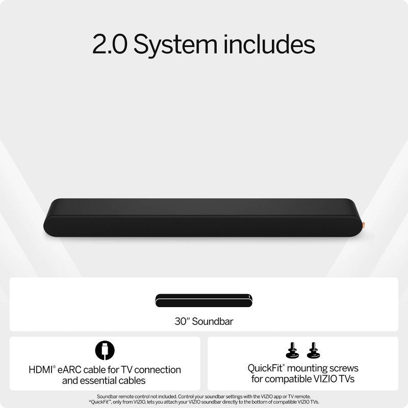 slide 3 of 17, VIZIO 2.0 Soundbar with Dolby Atmos and DTS:X - (SV200M-08): Bluetooth, HDMI, USB, 1 ct