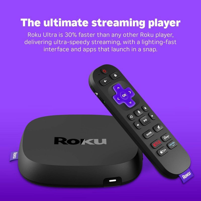 slide 3 of 8, Roku Ultra 2024 Ultimate 4K Streaming Device with HDR10+, Dolby Vision & Atmos Bluetooth & Wi-Fi 6 Voice Remote Pro with Free & Live TV, 1 ct