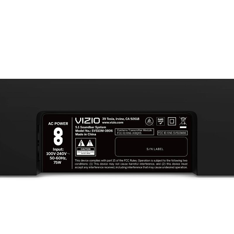 slide 18 of 20, VIZIO 5.1 Soundbar Wireless Subwoofer with Dolby Atmos - (SV510M-08): USB, HDMI, Bluetooth, 1 ct