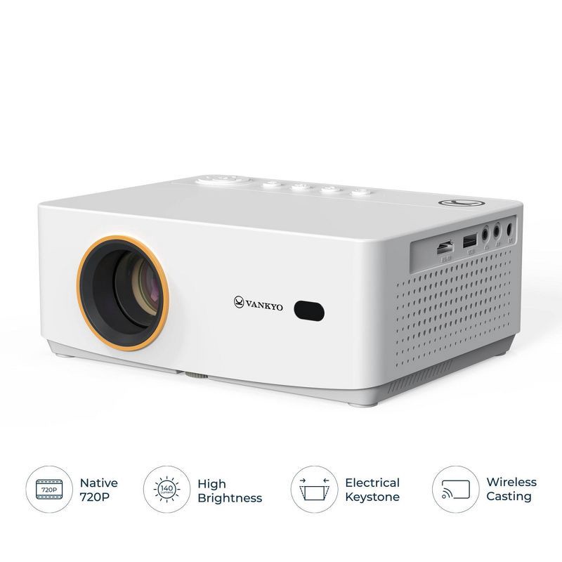 slide 6 of 11, Vankyo Leisure 470W 720P Portable Projector with Wireless Connectivity: Adjustable Focus, HDMI Connection, 20000 Hour Bulb Life, 1 ct