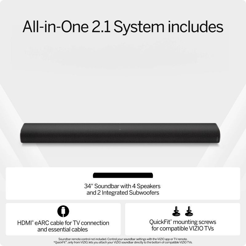 slide 4 of 18, VIZIO 2.1 All-in-one Soundbar w/ Dolby Atmos - (SV210D-08), 1 ct