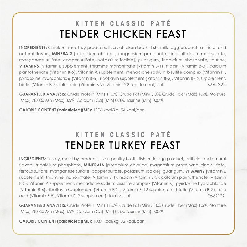 slide 8 of 12, Purina Fancy Feast Tender Seafood, Turkey, Chicken and Salmon Flavor Variety Pack Wet Cat Food - 4.5lbs/24pk, 4.5 lb, 24 ct