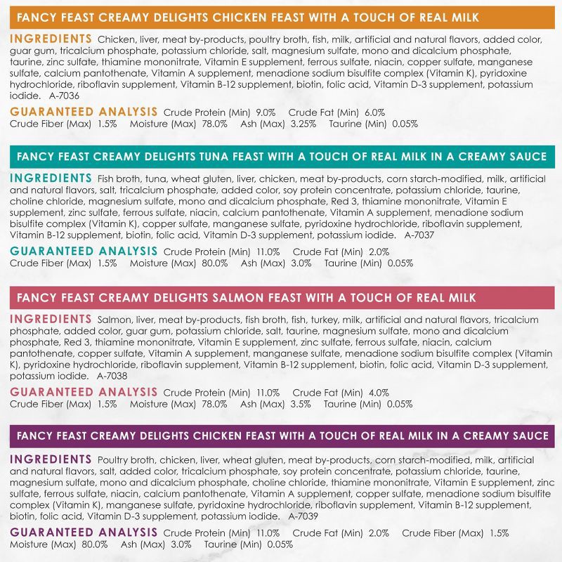 slide 7 of 11, Purina Fancy Feast Creamy Delights Chicken and Seafood Flavor Collection Variety Pack Wet Cat Food - 24pk, 24 ct