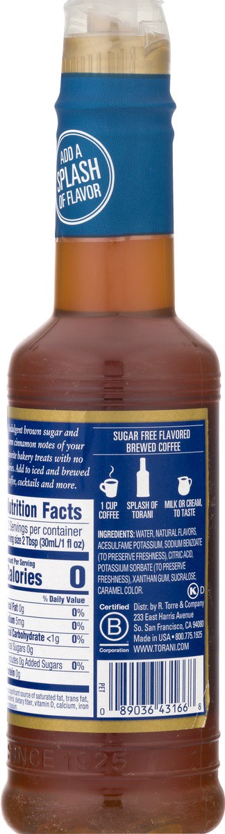 slide 3 of 9, Torani Sugar Free Brown Sugar Cinnamon Flavoring Syrup 375 ml, 375 ml