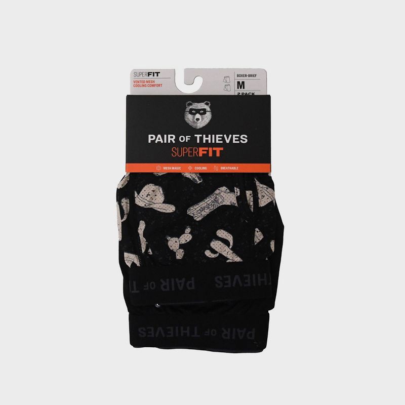 slide 2 of 9, Pair of Thieves Men's Cowboy Super Fit Boxer Briefs 2pk - Black L: Tagless, Knit, Full Waistband Elastic, 2 ct