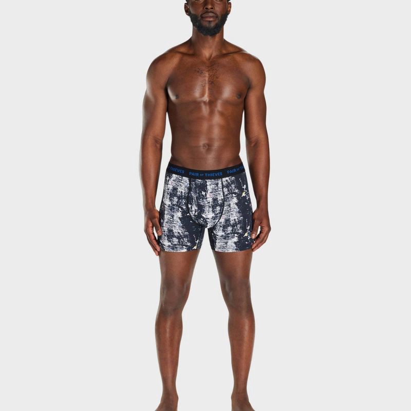 slide 3 of 10, Pair of Thieves Men's Super Fit Boxer Briefs 2pk - Black/Abstract S: Tagless, Flat Seams, Knit Fabric, 2 ct