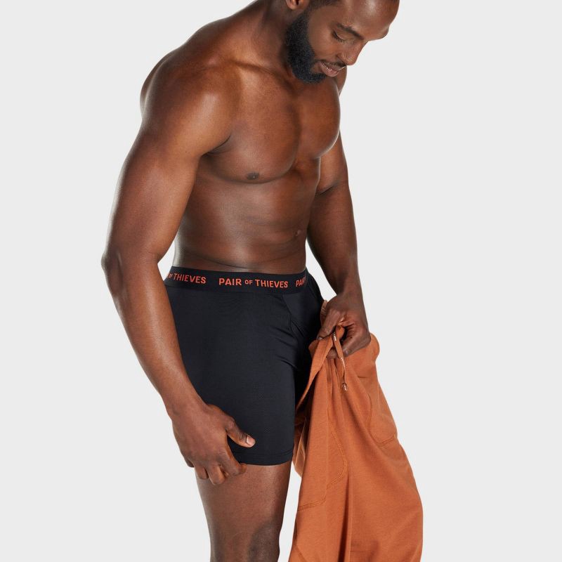 slide 8 of 10, Pair of Thieves Men's Super Fit Boxer Briefs 2pk - Black/Abstract S: Tagless, Flat Seams, Knit Fabric, 2 ct