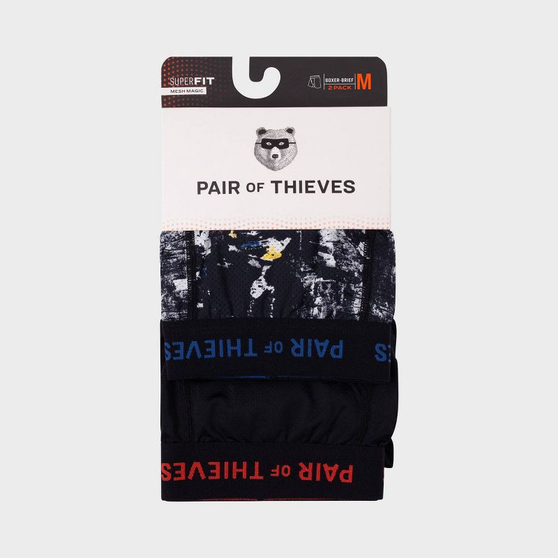 slide 2 of 10, Pair of Thieves Men's Super Fit Boxer Briefs 2pk - Black/Abstract M: Tagless, Flat Seams, Medium Size, 2 ct
