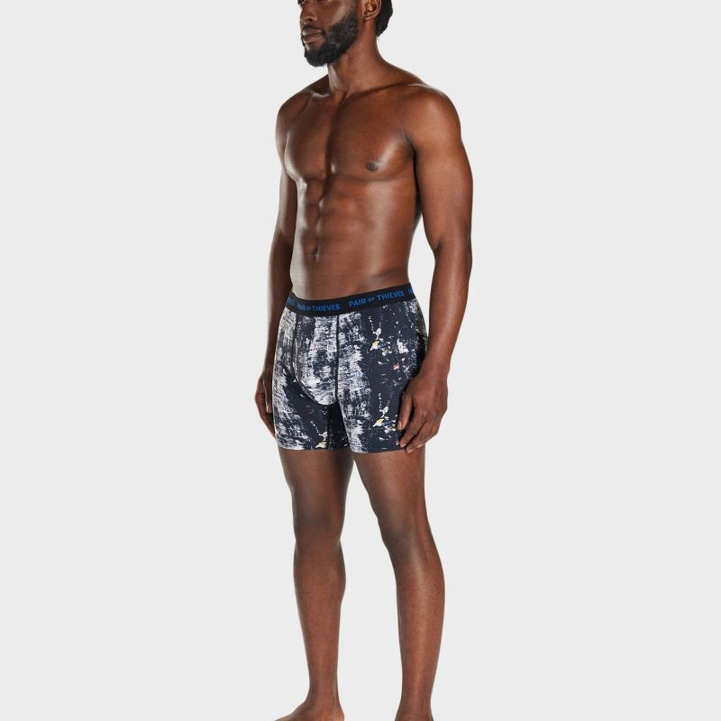 slide 4 of 10, Pair of Thieves Men's Super Fit Boxer Briefs 2pk - Black/Abstract M: Tagless, Flat Seams, Medium Size, 2 ct