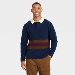 Houston White Adult Rugby Pullover Sweater - Navy Blue XXL